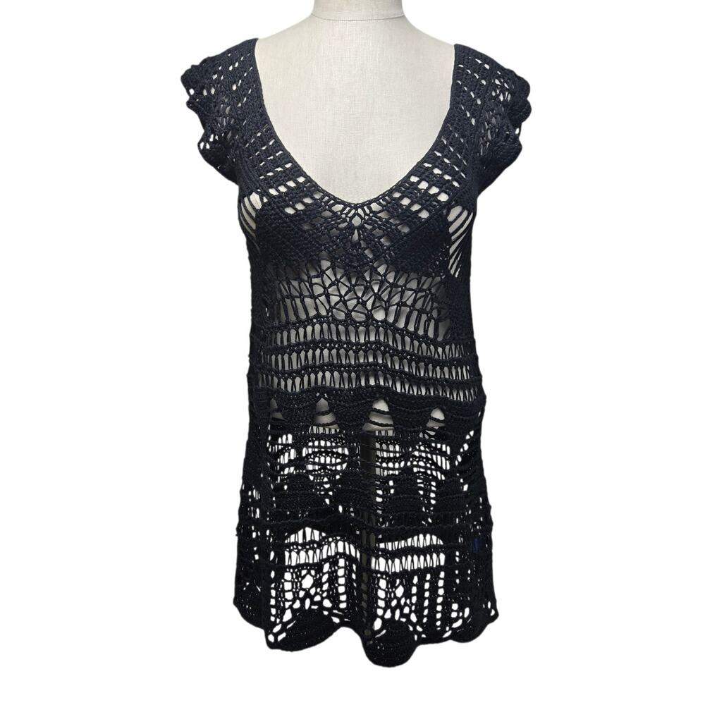 Unbranded Women's Swimsuit Crochet Coverup Medium Black
